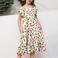 thumbnail image 6 of SBYOJLPB Girls' Summer Flower Print Kids Dress Short Sleeve Round Neck with Ruffled Pockets Sundress, 6 of 6
