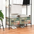 thumbnail image 3 of Yayeee Foldable Storage Basket for Shelves with Handles Waterproof Cloth Bins, Pink and Green Cat, 3 of 7
