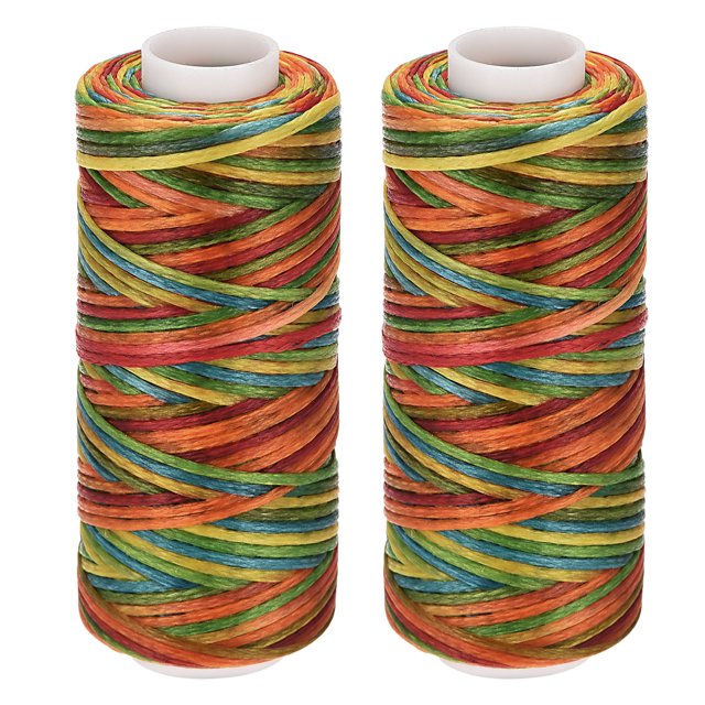 Unique Bargains 55 Yards 150D/1mm Leather Sewing Polyester Waxed Thread (Colorful, 2 Pack)