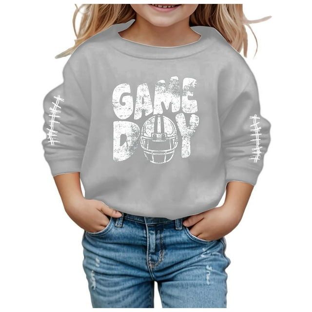 PMVFHDE Chandail en Molleton Col Rond pour Enfants Garçon Fille Unisexe Manches Longues Chandail en Molleton Doux Graphique Enfants Mignon Pull Col Rond Vêtements Gris,150