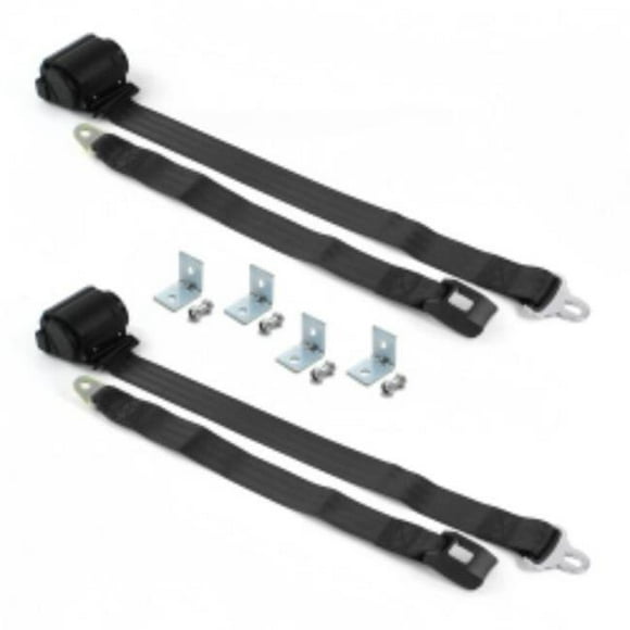 Triumph Spitfire 1962-1980 Standard 2 Point Black Retractable Bucket Seat Belt Kit with Bracketry - 2 Belts