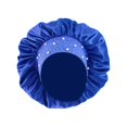 thumbnail image 5 of Gorro Gorro Gorro Satén Estiramiento Cuidado nocturno Ducha para el cabello de ala ancha Cuidado del cabello Uso Onda y rizo del cabello (Azul), 5 of 5