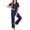 Navy Blue, variant on Ekouaer Womens Pajama Sets Button Down Pjs 2 Piece Short Sleeve Sleepwear with Pants Soft Loungewear