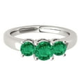 thumbnail image 2 of Mauli Jewels Rings for Women 1.80 Carat Three Stone Round Shaped Emerald Ring 4-prong 10K White Gold, 2 of 7