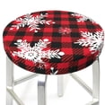 thumbnail image 2 of Daiia Snowflakes On A Buffalo Plaid Stool Covers Round,Round Bar Stool Covers Waterproof Bar Chair Covers Washable Stool Cushion Slipcover for 12-14 Inch Chair-, 2 of 6