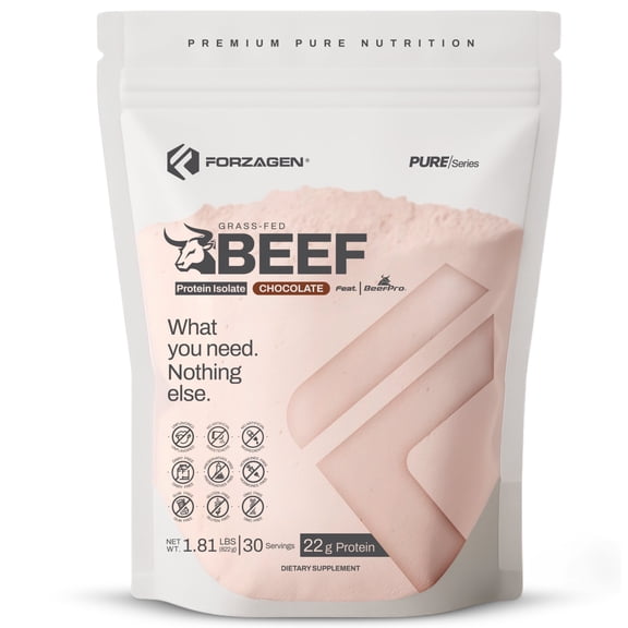 Forzagen Grass-Fed Beef Protein Powder, Chocolate, Dairy-Free, 22g Protein