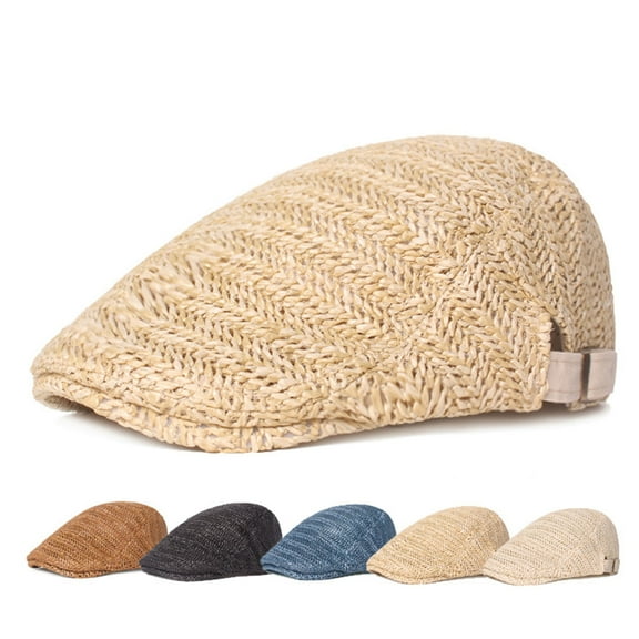 harmtty Newsboy Caps British Western Style Portable Good-looking Design Narrow Brim Men Hat for Daily Wear,Yellow
