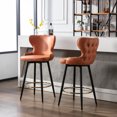 thumbnail image 2 of BTMWAY 180° Swivel Bar Stools Sets of 2, Thickened Leather Fabric Upholstered Counter Height Bar Chairs with Gold Nailhead Trim and Metal Legs, Counter Stools with Button Tufted Wing-Back, Orange, 2 of 9