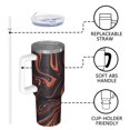 thumbnail image 4 of 40oz Tumbler with Handle and Straw, Vacuum Insulated Stainless Steel Travel Mug, Fits Car Cup Holder, Liquid & Marble Print, 4 of 6