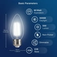 thumbnail image 3 of Dimmable B11 LED Candelabra Bulbs, 60W Equivalent LED Chandelier Light Bulbs, 5000K Daylight, E26 Base, 550LM, 6 Pack, 3 of 8