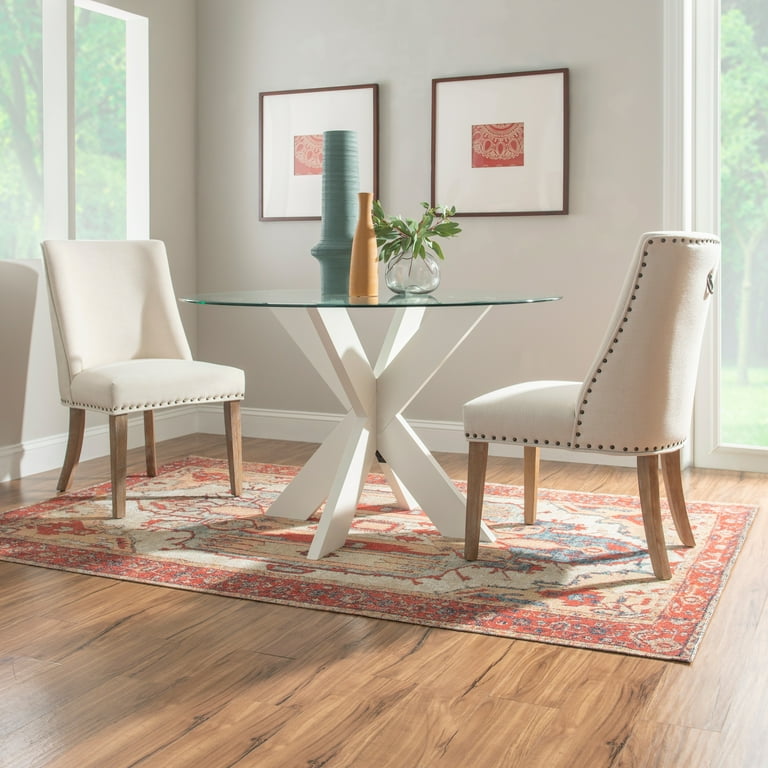 Allard X base Round Glass Dining Table Black Painted Walmart