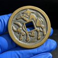 thumbnail image 2 of Antique-style copper coins, Hongwu Tongbao copper coins, large Hongwu riding a bull coin, cattle herding picture coin, antique-style copper coins., 2 of 4