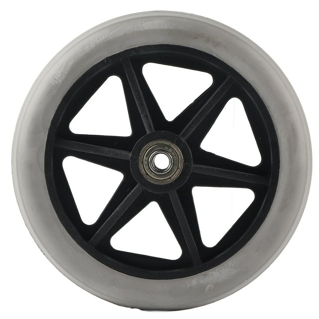 Rueda sólida de 6 pulgadas y 5 orificios para silla de ruedas, repuesto de cubo de rueda de PU con rodamiento de metal 608ZZ