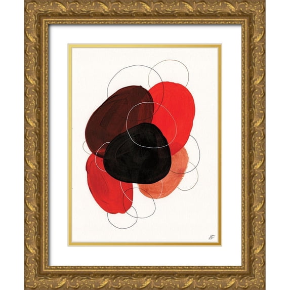 Lee, Judson 19x24 Gold Ornate Wood Framed with Double Matting Museum Art Print Titled - Earth Red Rounds I