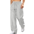 thumbnail image 6 of Mens Joggers Casual Loose Drawstring Elastic Waist Wide Leg Pants Outdoor Sport Cropped Pants with Pockets, 6 of 10