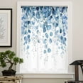 thumbnail image 4 of Blue Eucalyptus Leaves Semi Sheer Curtains Drapes for Living Room, Bedroom, French Doors Window 63 Inches Long, Summer Botanical Weeping Rod Pocket Chiffon Curtain Drapery Voile Draperies Panel, 4 of 6