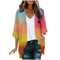 thumbnail image 2 of Njagoc3 Womens Summer Ombre Color Block Kimono Cardigan, Open Front, Loose Fit, Lightweight Fabric, Beach Vacation & Casual Daily, Trendy Cover - Up, 2 of 6