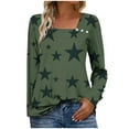 thumbnail image 2 of huaimei Women'S Slouchy Crewneck Buttoned Fashion Star Print Loose Casual Long Sleeve T-Shirt Tops, 2 of 8