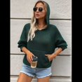 thumbnail image 4 of Suéter con Capucha Corta y Estampado de Estrellas para Mujer, Jersey de Punto con Bolsillo Tipo Canguro. Verde S, 4 of 9