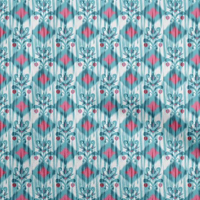 oneOone Polyester Spandex Turquoise Green Fabric Ikat Fabric For Sewing Printed Craft Fabric By The Yard 56 Inch Wide