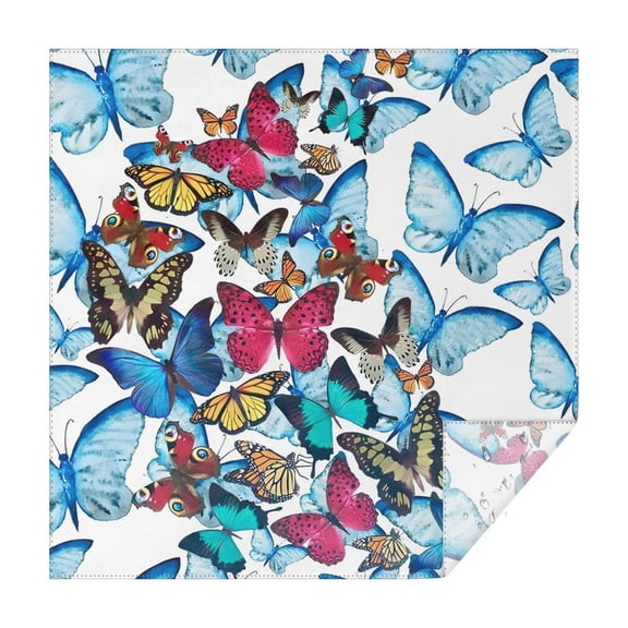 Butterfly Blue Pink Wing Pattern Square Tablecloth,Waterproof Square Table Cover,Wipeable Spillproof Washable Table Cover for Home Kitchen Party Decor 42"X42"(107x107cm)