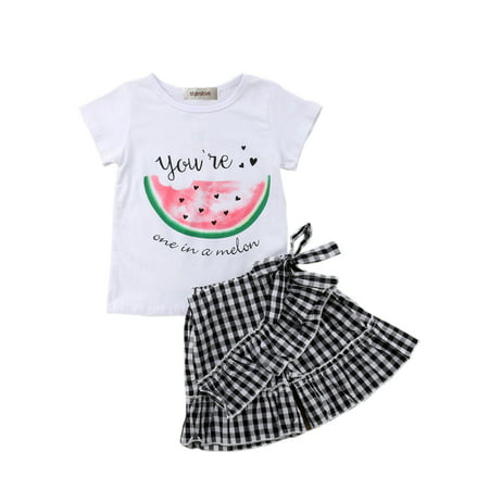 Toddler Girls You're One in A Melon Tee and Checkered Shorts 2 pcs Outfit (90/1-2