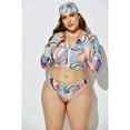 thumbnail image 1 of Womens Long Sleeve Zipper Front high Waist Thong Bikini Set 3 Piece Swimsuit, 1 of 6