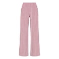 thumbnail image 3 of Striped Cotton Linen Pants for Women 2026 Spring Summer Relaxed Fit Elastic High Waist Wide Leg Beach Pants with Pockets, 3 of 3