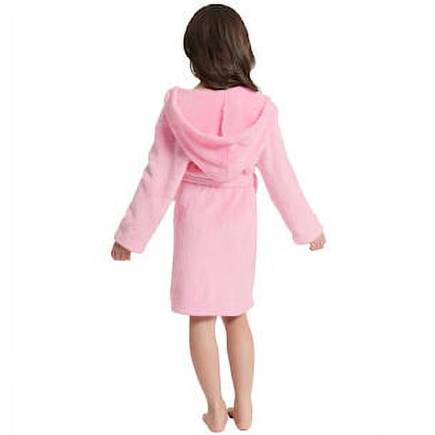 Kids Girls Cotton Soft Terry Hooded Pink Bathrobe Luxury Dressing Gown 2-13  Yrs | eBay