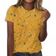 thumbnail image 1 of Camisetas de Mujer con Cuello Redondo Blusas de Manga Corta Imprimir Top, Camisetas de Mujer para Primavera Verano Casual, 1 of 4