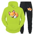 thumbnail image 4 of Conjunto de 2 piezas de sudadera y pantalones con estampado de zorro y anime para hombre, sudadera con estampado de animales de dibujos animados divertidos, pantalones, ropa de calle holgada de manga, 4 of 4