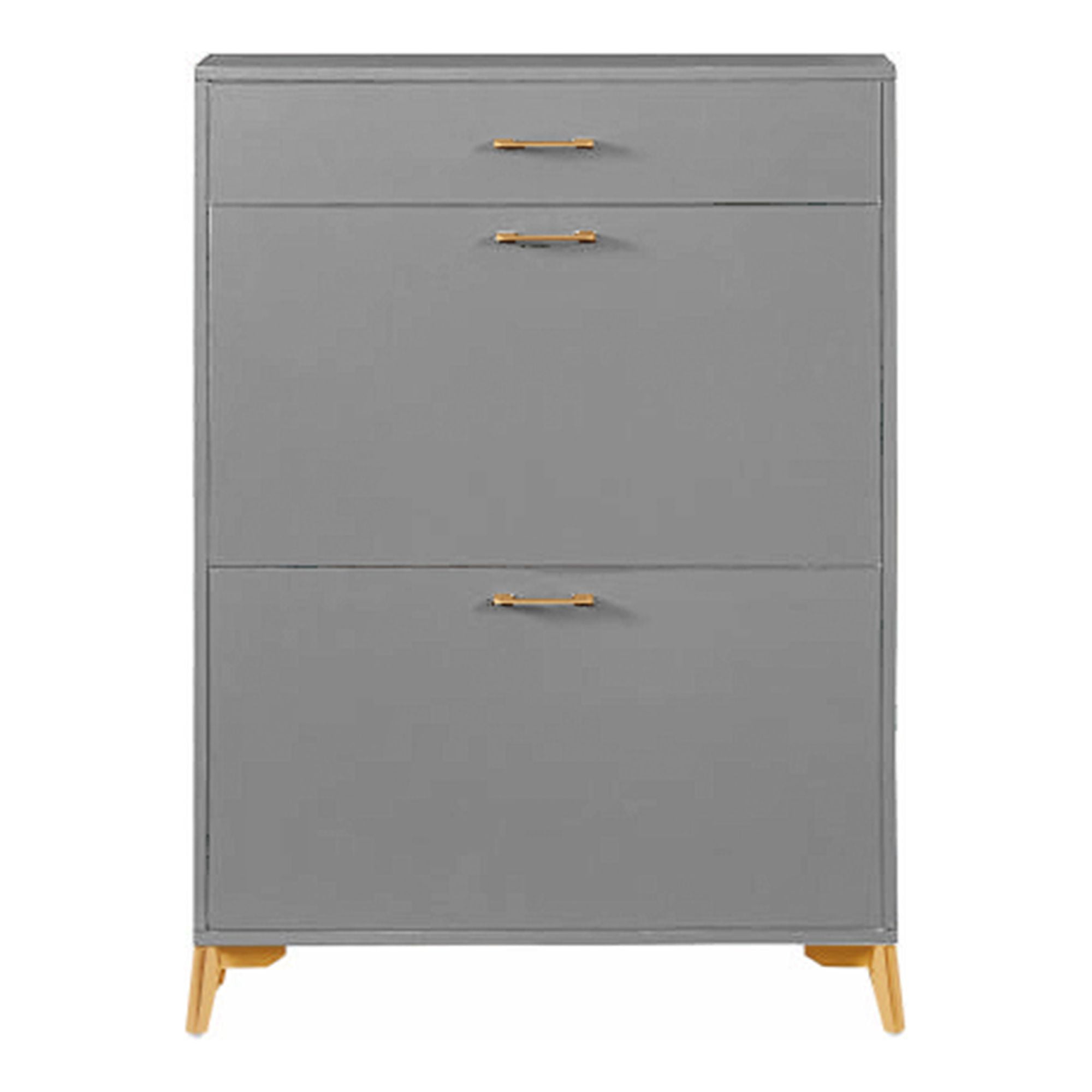 Kadyn 43.00"H Shoe Cabinet, Freestanding Shoe Rack Storage Organizer with Drawer, Entryway Shoe Storage Organizer, Gray