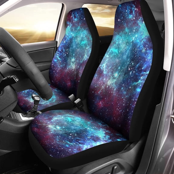 Blue Tropical Foliage Print Car Seat Covers Set of 2 Front Bucket Seats Protector Auto Interior Accessories r Universal