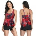thumbnail image 1 of OUSITAID Ladies Print Ruffle Swimsuit Boxer Conservative Shorts Two-piece Bikini Swimsuit, 1 of 5