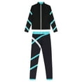 thumbnail image 4 of CHICTRY Girls Teens 2Pcs Sports Suit Gym Workout Outfit Long Sleeve Sparkle Rhinestone Coat with Leggings Activewear Blue Green 10, 4 of 6