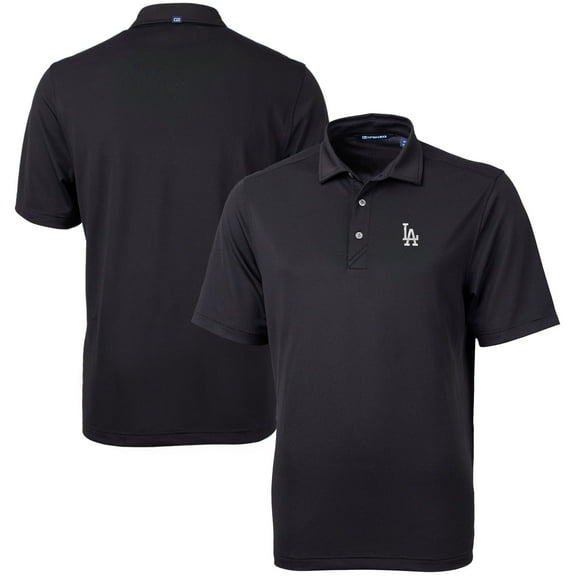 Men's Cutter & Buck  Black Los Angeles Dodgers Virtue Eco Pique Recycled Polo