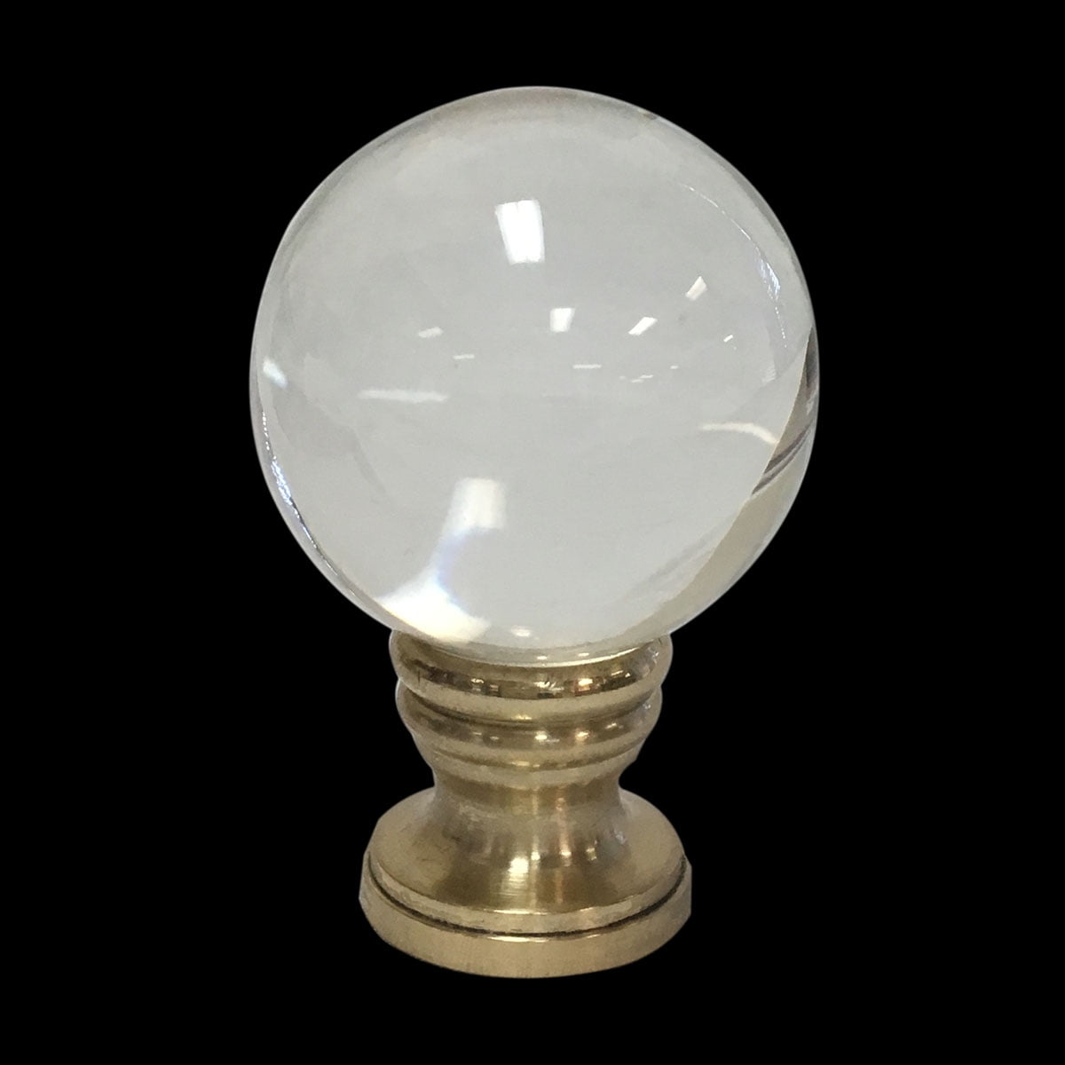 Royal Designs Clear Crystal Ball 1.6 Lamp Finial for Lamp Shade Antique Brass Base Set of 2