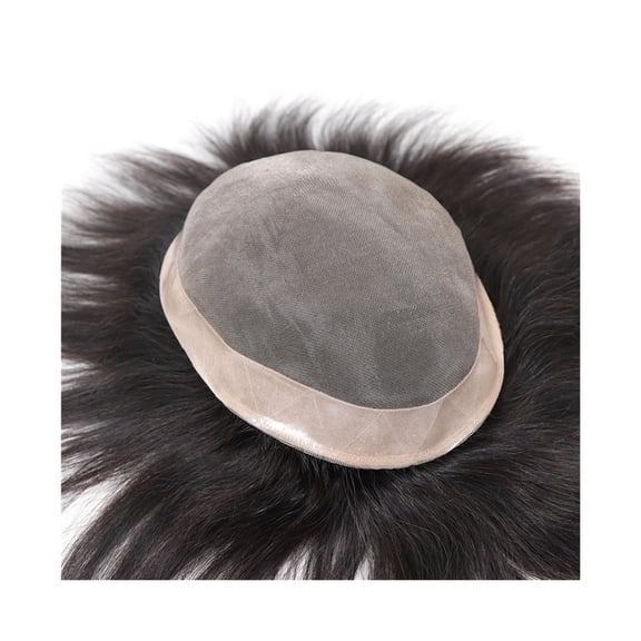 Human Hair Prosthesis for Men Breathable Mono Lace Top with NPU Around Men's Hairpiece