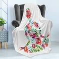 thumbnail image 4 of Yoga Soft Flannel Fleece Blanket, Silhouette in Lotus Pose with Blooming Watercolor Flowers Green Leaves Body and Mind, Cozy Plush for Indoor and Outdoor Use, 70" x 90", Multicolor, by Ambesonne, 4 of 5