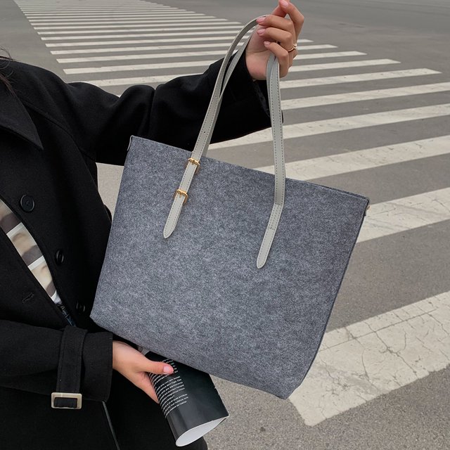 Bolso tote de color sólido con asa de PU para mujer Bolso con asa superior de gran capacidad (gris) Tmvgtek Para estrenar