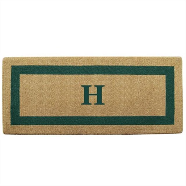 Nedia Home 02077H Photo Unique - Cadre Vert 24 x 57 Po Paillasson de Fibre de Coco Robuste - Monogrammé H