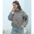 thumbnail image 6 of Womens Zip Front Plaid Sweatshirts Print Hoodie Fall Jackets Long Sleeve Casual Drawstring Clothes Black XL, 6 of 9