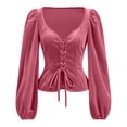 thumbnail image 6 of JOANKDMI Gothic Vampire Lace-Up Corset Top Women Elegant Puff Long Sleeve Sweetheart Neckline Blouse for Roleplay Renaissance Fair Halloween Costume Outfit, 6 of 6