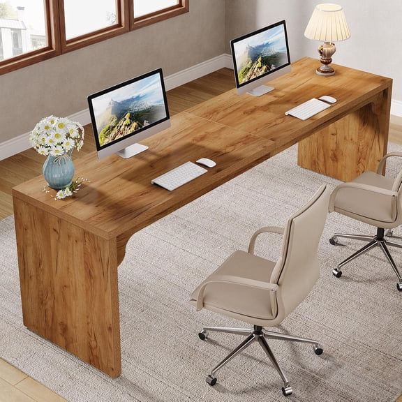 78.7 Inches 2 Person Long Computer Desk for Home Office, Brown
