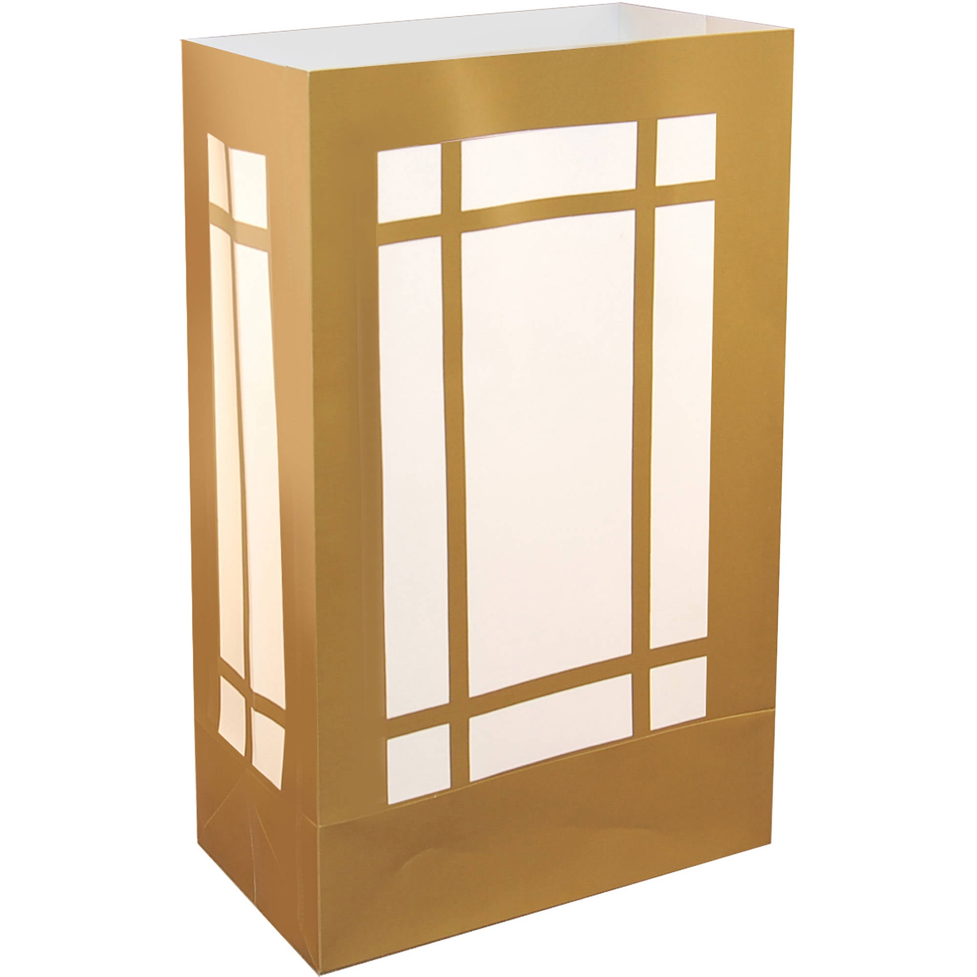 LumaBase Plastic Luminaria Bags, 12 Count Gold Lantern
