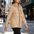 thumbnail image 5 of Tsivenald Women's Solid Color Hooded Long Sleeved Windproof Outdoor Sports Hiking Zipper Jacket With Pockets, Khaki S-3XL, 5 of 7