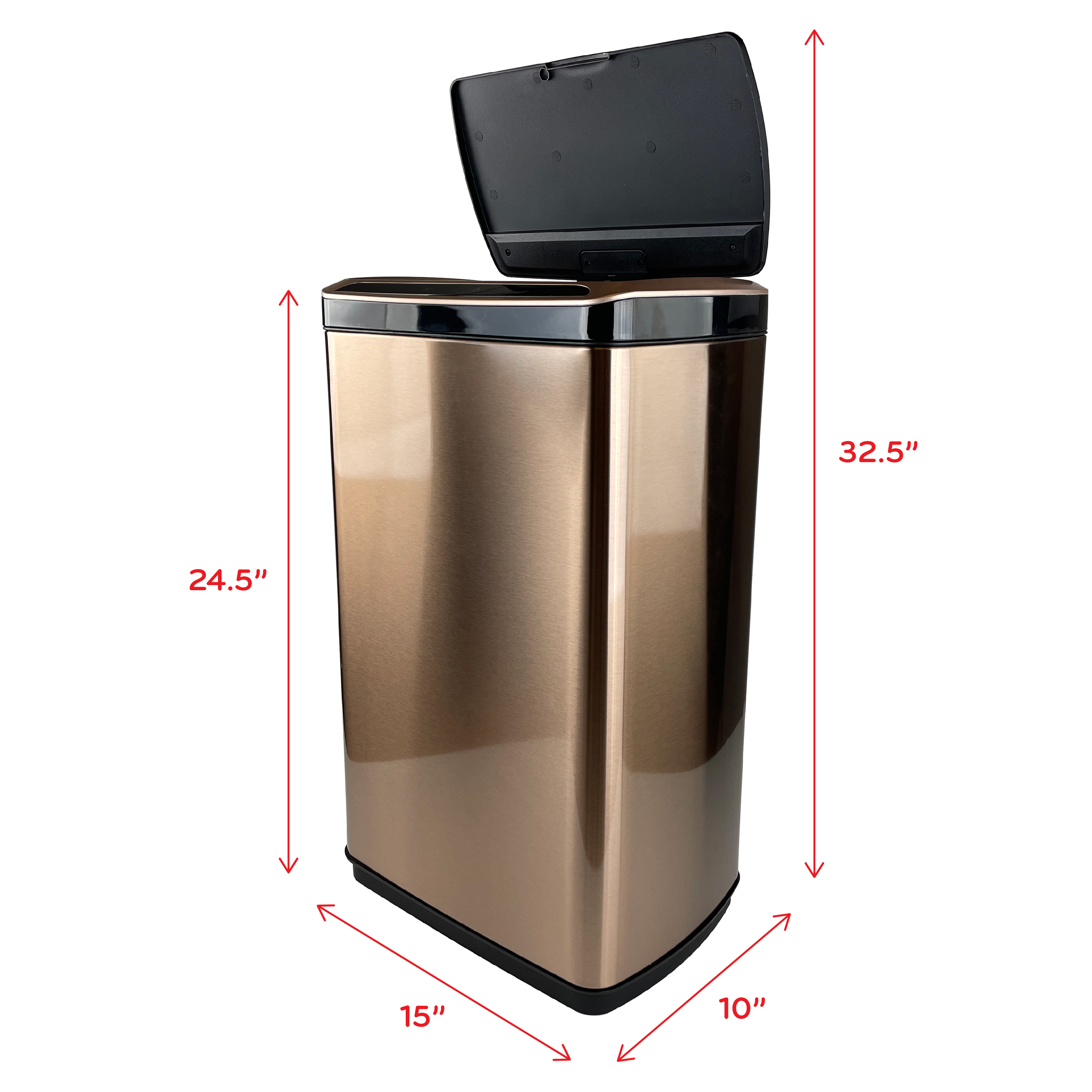 Eco Tech 13 Gal Stainless Steel Motion Sensor Kitchen Trash Can, Rose Gold