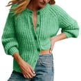 thumbnail image 3 of Women Cropped Cardigan Sweater Cable Knit V-Neck Button Jackets Long Sleeve Open Front Cardigans, 3 of 6