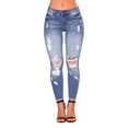 thumbnail image 3 of QHRMKOG Ripped Jeans Womens Tight Destroyed Denim Pant Stylish Stretch Jean with Pockets High Waist Jeanswear Blue M, 3 of 7