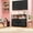 Black, variant on Small TV Stand, Black Dresser TV Stand for Bedroom, Entertainment Center for 45 Inch TV with Drawers, Fabric, Adjustable Feet, Living Room